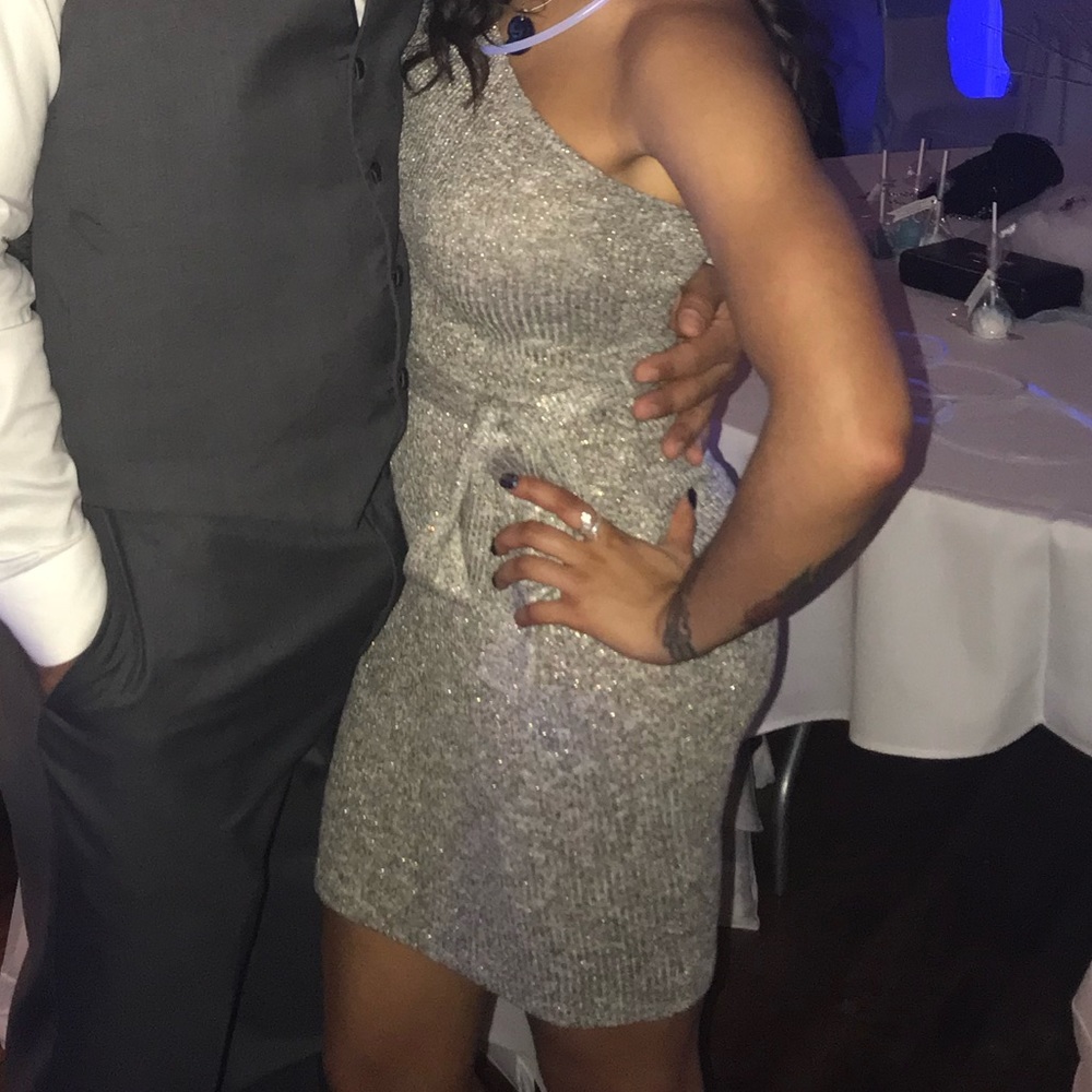 One Shoulder Mini Sweater Dress